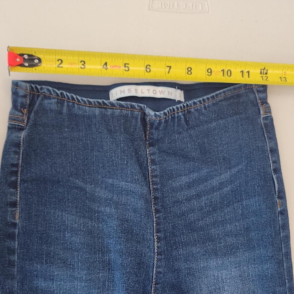 Tinseltown High Rise Flare Jeans Raw Hem Stretch Denim - Picture 13 of 14